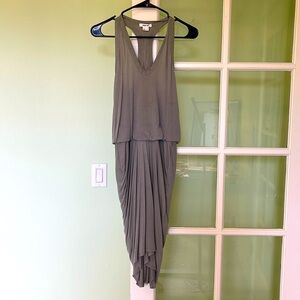 Helmut Lang, sophisticated architecture midi dress. Size 2. Gray cloud.